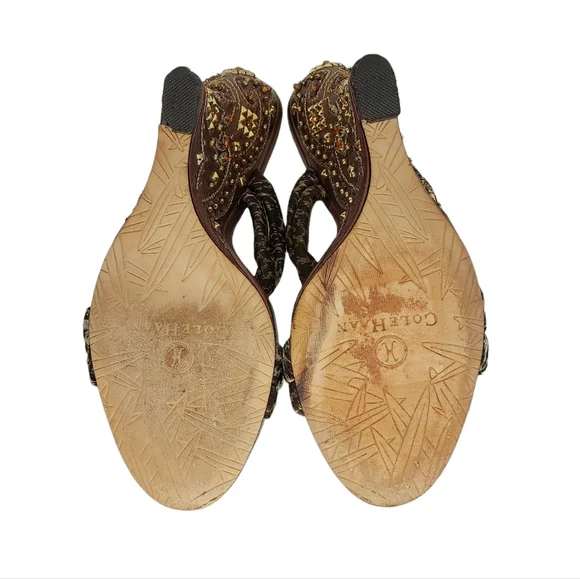 ColeHaan Embellished Wedge Sandals Size 10 - Picture 13 of 16